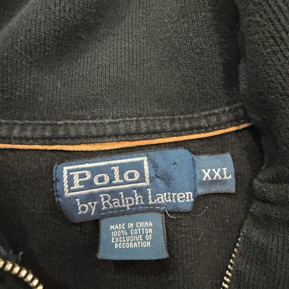Vintage Polo Ralph Lauren 1/4 Zip Pullover Men's 2XL Black Red Pony Preppy 90s - Picture 4 of 7